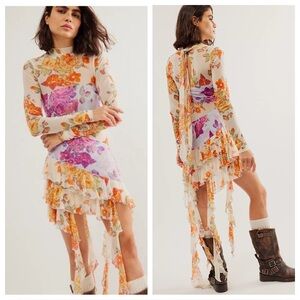 Free People Main Event Floral Mesh Maxi Top Dress NWT